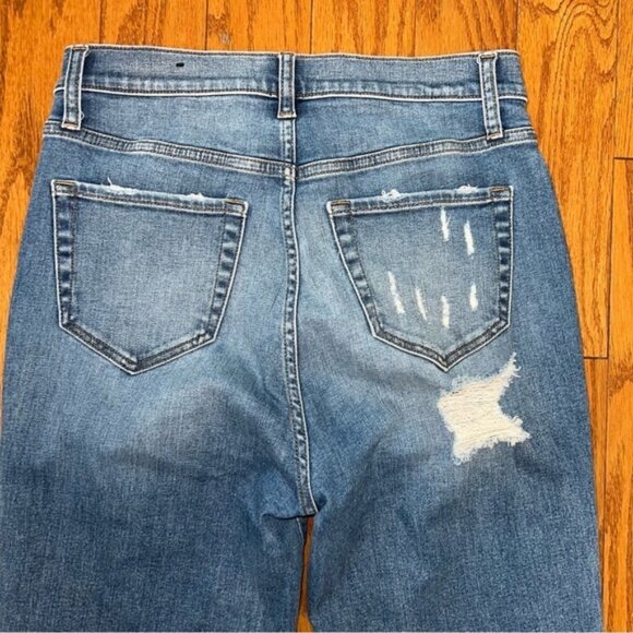 Fashion Nova Long Distressed Side Slit Flare Leg Jeans Size 11 - Picture 7 of 13